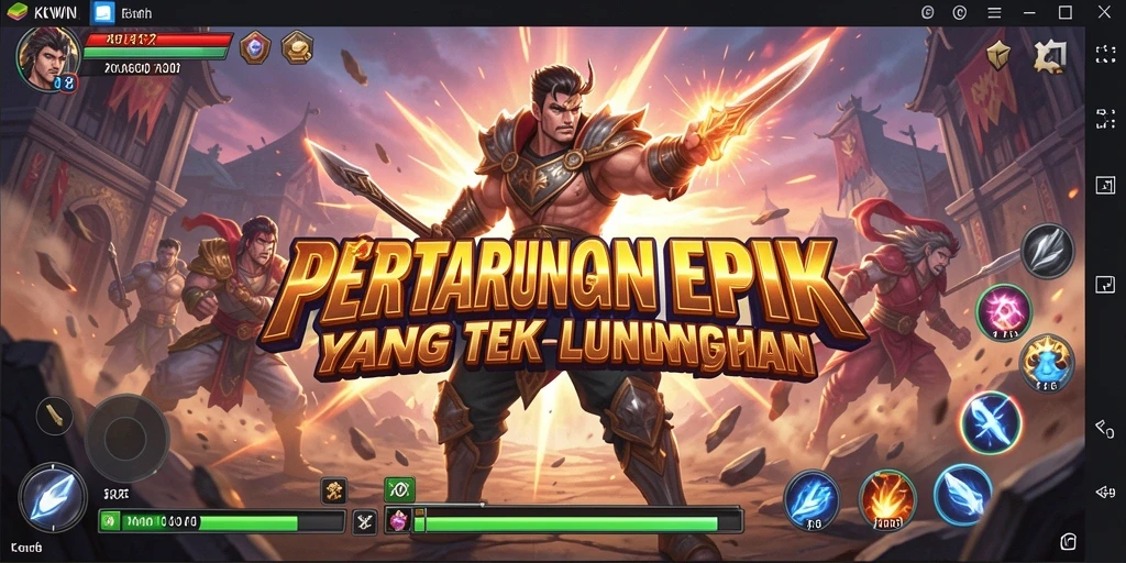 Screenshot gameplay KKWIN yang menunjukkan pertarungan epik antara dua karakter.