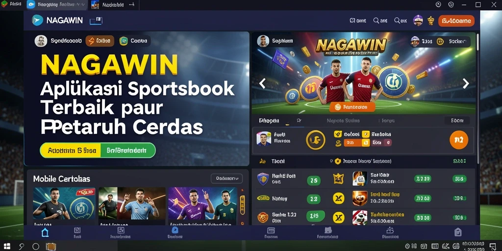 Screenshot NAGAWIN menampilkan gameplay interaktif peluang taruhan olahraga.