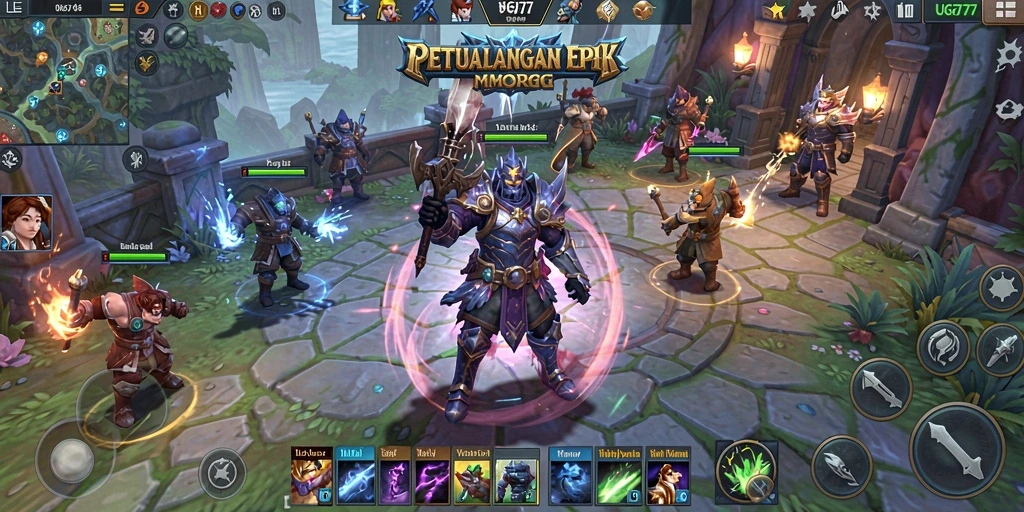 Screenshot utama UG777 menampilkan aksi seru dalam game MMORPG.